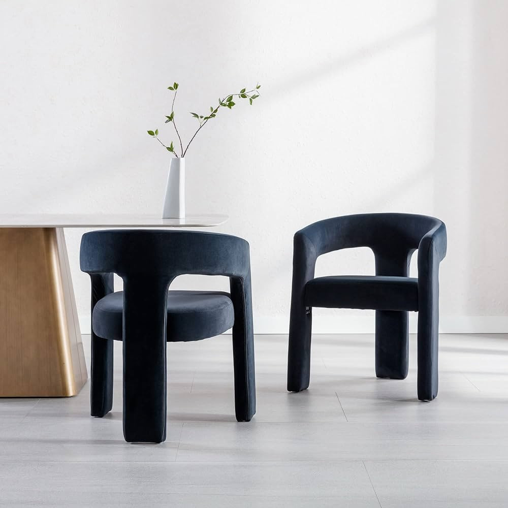 Wahson Set of 2 Velvet Fabric Upholstered Open-Back Dining Chairs, Modern Kitchen Armchair for Di... | Amazon (US)