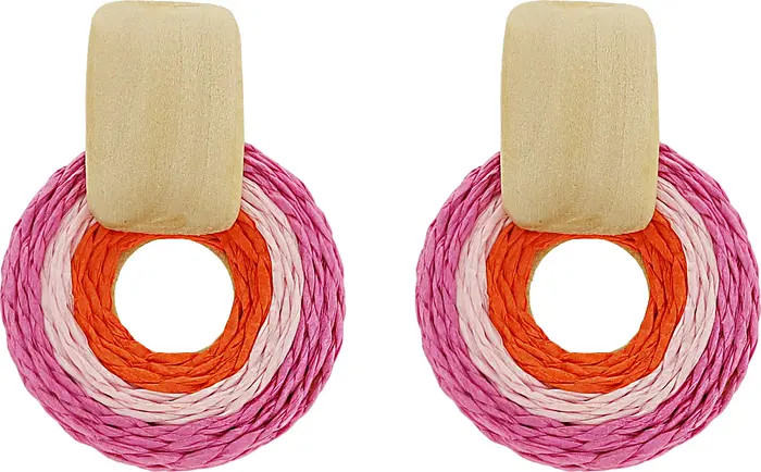 Wood & Raffia Frontal Hoop Earrings | Nordstrom