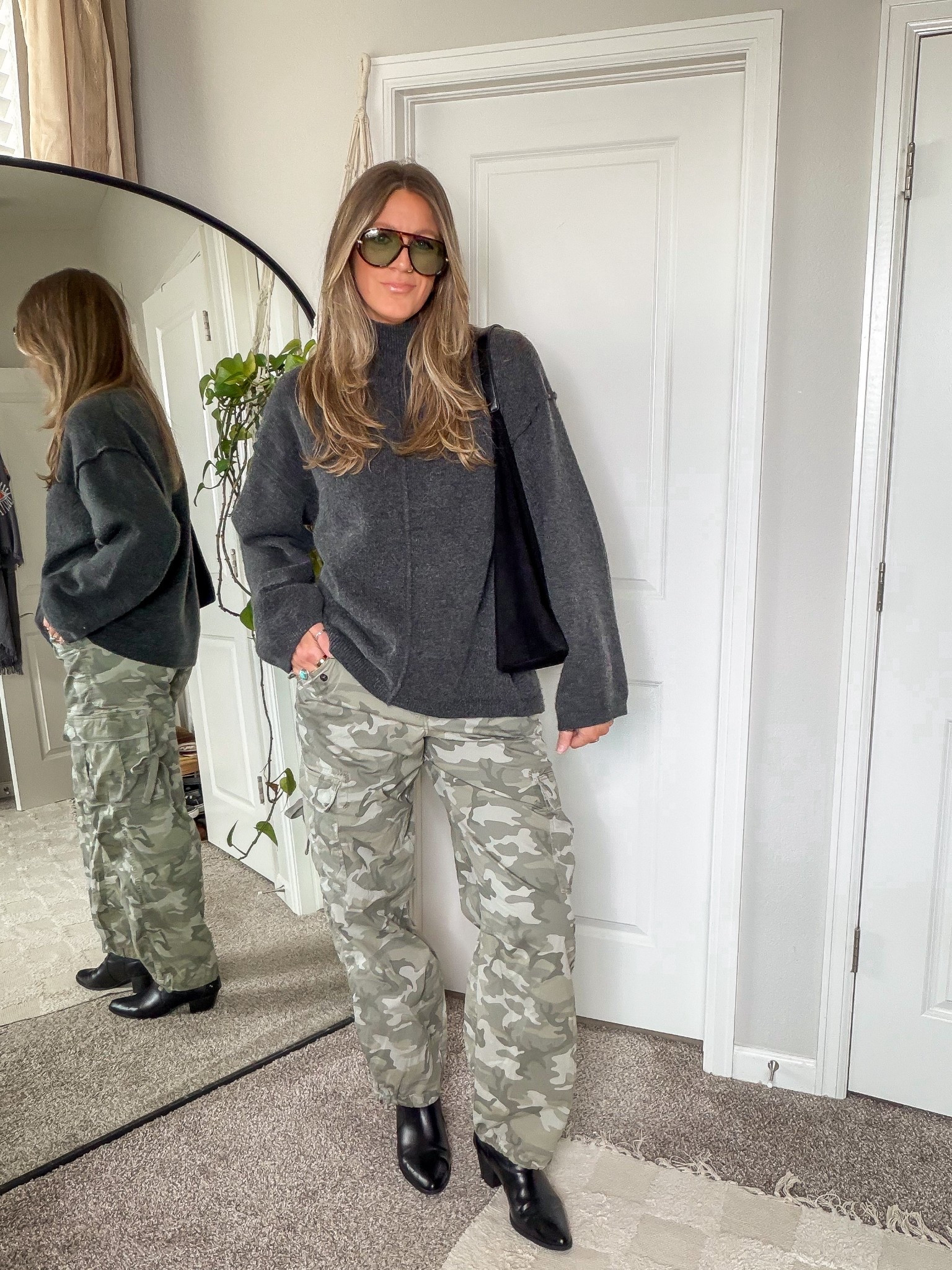 XL sweater, 30 long camo pants 

#LTKTall #LTKOver40