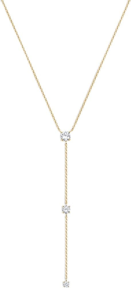 Electric Picks Jade Lariat Necklace for Women, 14k Gold Plated Crystal Drop Y-Necklace, Adjustabl... | Amazon (US)