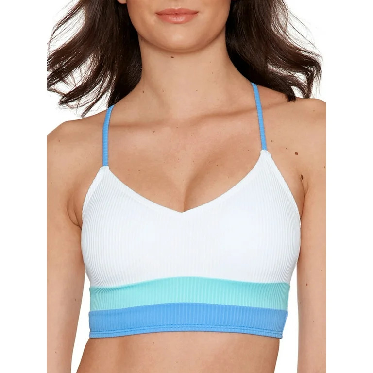 No Boundaries Junior's Ribbed Lace-Up Back Bikini Top | Walmart (US)