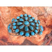 Zuni Turquoise Cluster Bracelet, Sterling, Ca 1960's | Etsy (US)