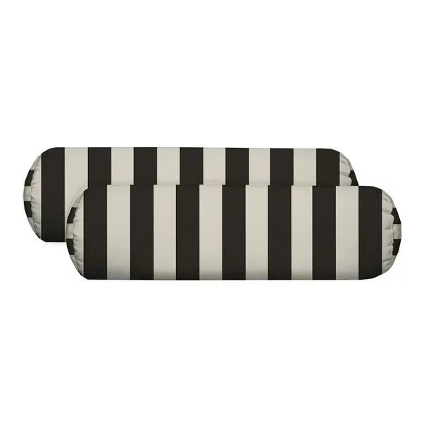 RSH Décor Set of 2 Indoor/Outdoor Decorative Bolster Neckroll Pillows - Black and White Stripe -... | Walmart (US)