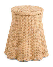 22in Cullman Round Rattan Scalloped Accent Table | Marshalls