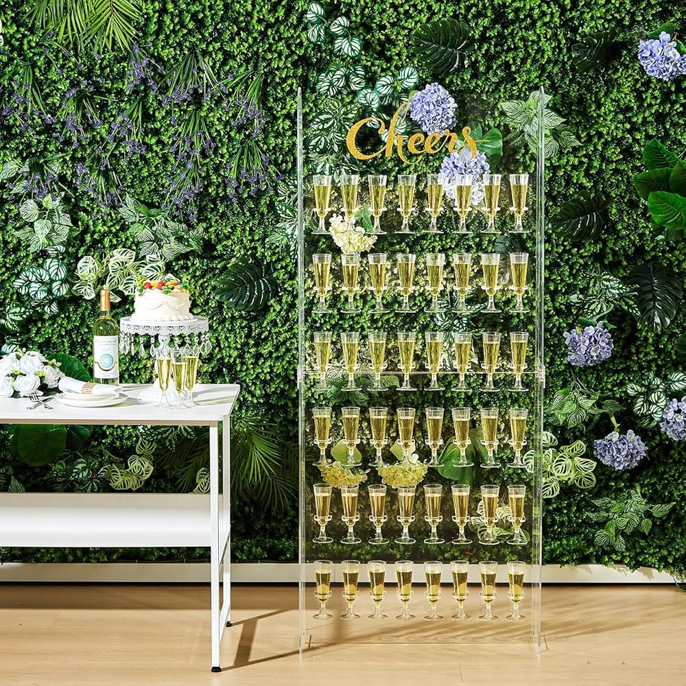 5 ft 6 Tier Acrylic Champagne Wall Stand Holder for Party with 50 Disposable Flute Glass Champagn... | Amazon (US)