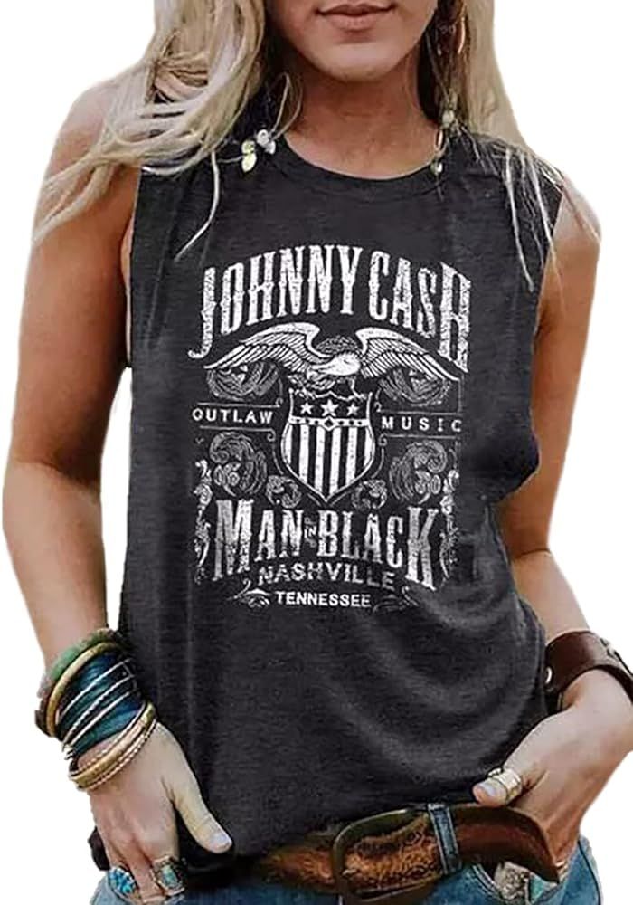 Women Funny Letter Print Country Music Tank Top Women Novelty Graphic Country Music Shirt Loose O... | Amazon (US)