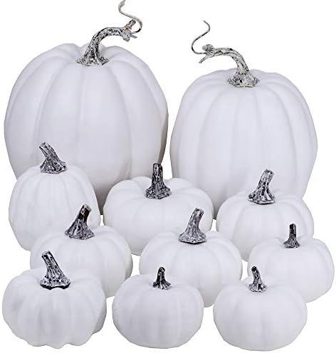 Artificial White Pumpkins Bulk Faux Harvest Pumpkins for Fall Wedding Thanksgiving Halloween Seasona | Amazon (US)