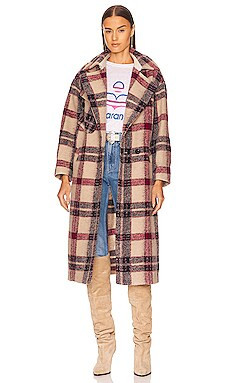 Isabel Marant Etoile Laurie Coat in Burgundy & Ecru from Revolve.com | Revolve Clothing (Global)