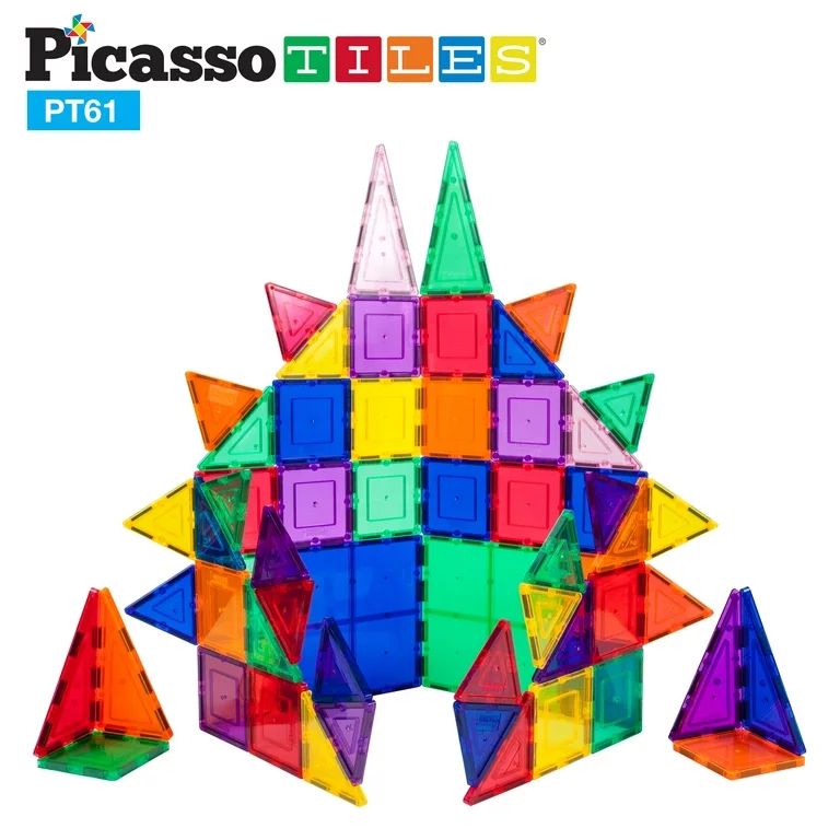PicassoTiles 61 Piece Magnetic Building Blocks Set, Construction Toy, Multicolor | Walmart (US)