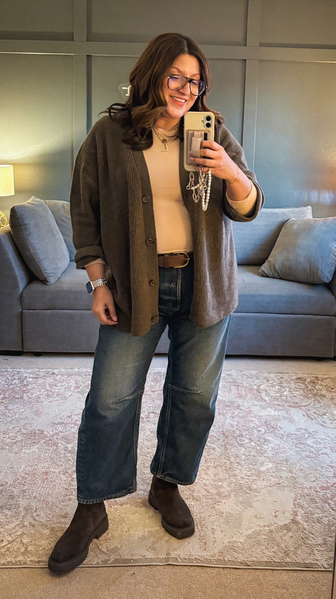 Quince cardi (XL)
Amazon tee (XL)
Madewell jeans (32)
Sam Edelman boots 

#LTKootd #LTKOver40 #LTKMidsize