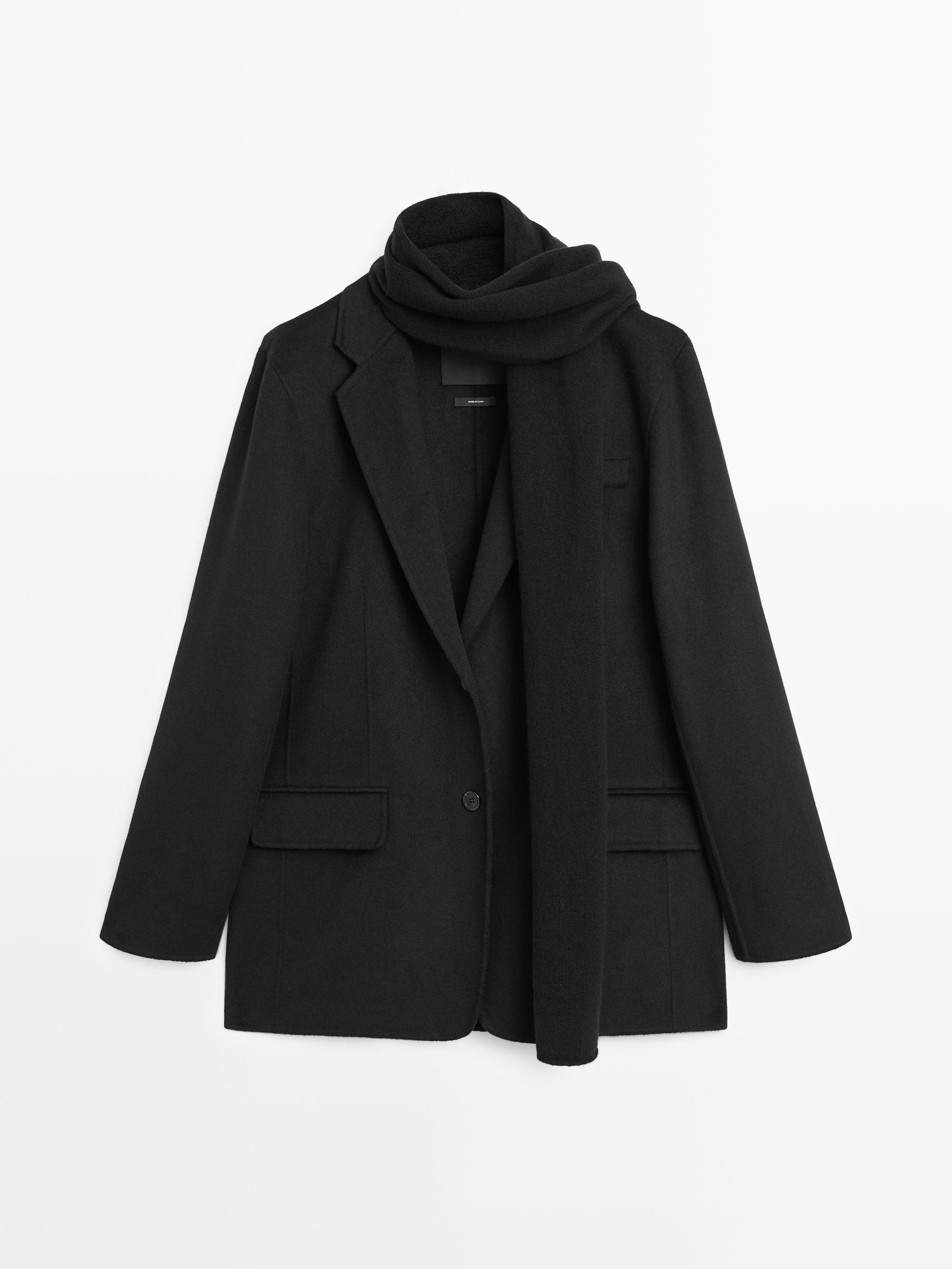 Wool blend blazer with scarf | Massimo Dutti US