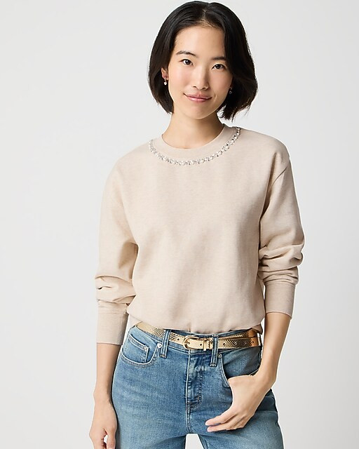 Embellished-neckline sweatshirt | J.Crew Factory