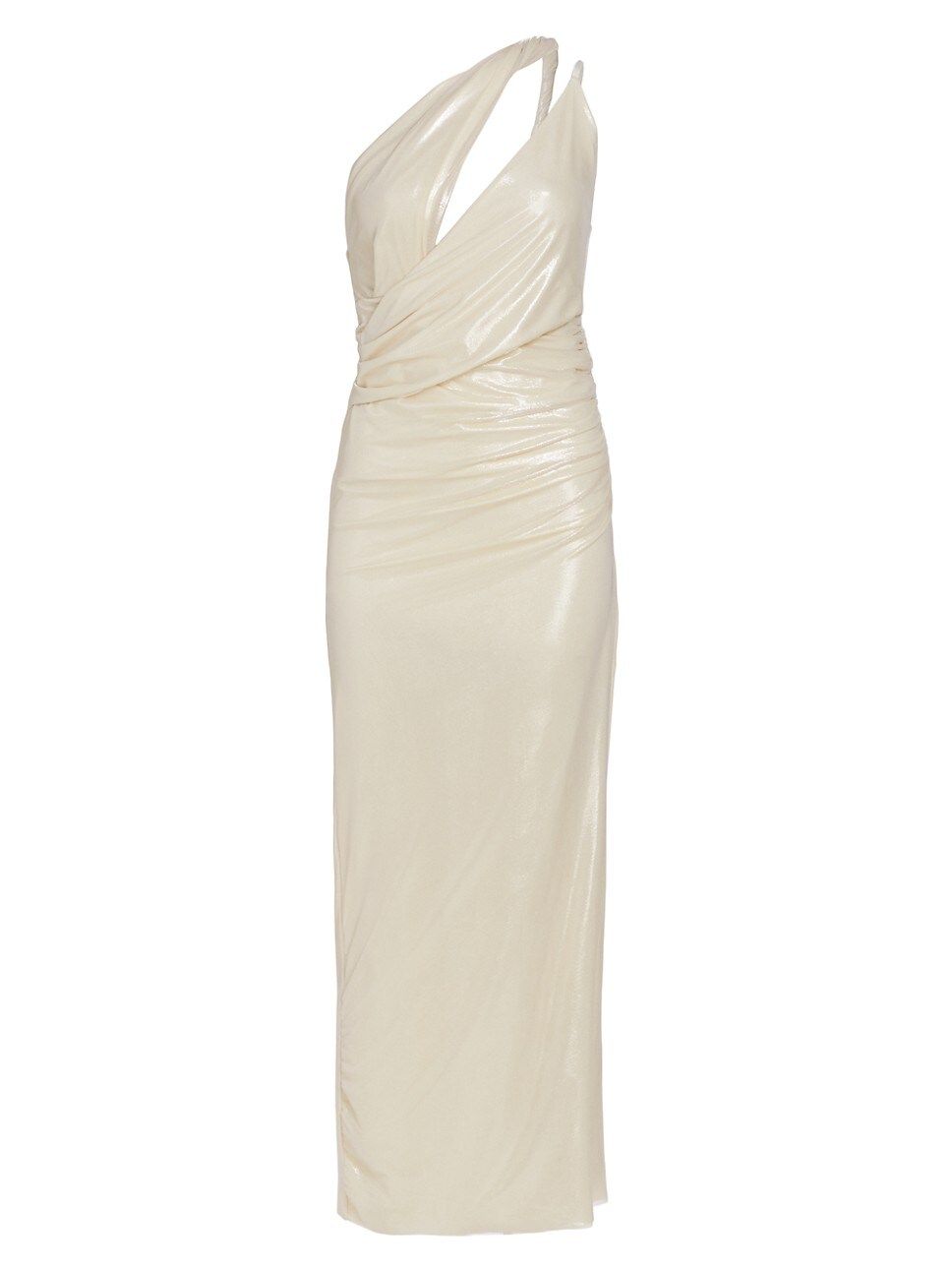 Lia Asymmetric Draped Satin Jersey Maxi Dress | Saks Fifth Avenue