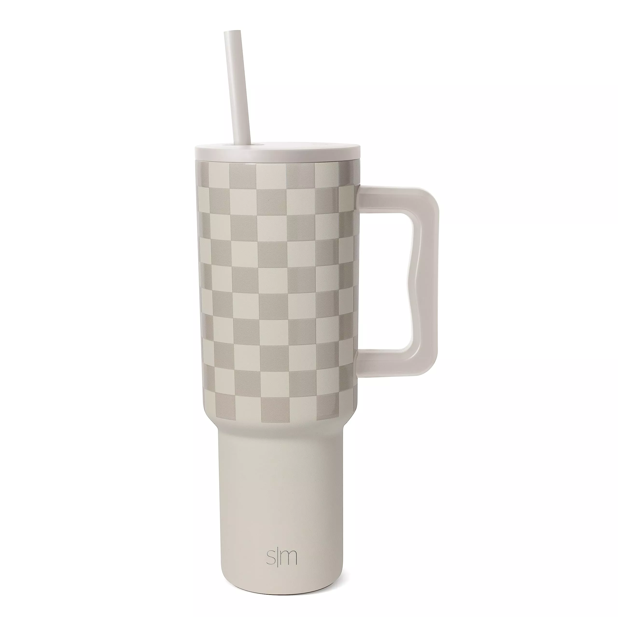 Black Checkerboard 40 Oz Handle Tumbler