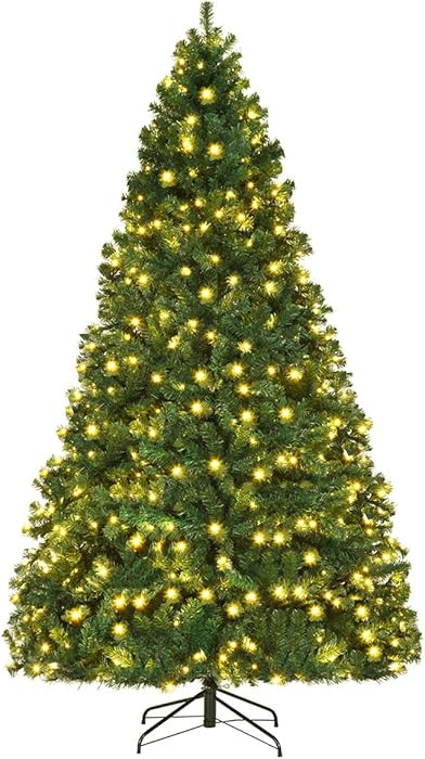 Goplus 8ft Pre-lit Artificial Christmas Tree, Hinged Premium Spruce Xmas Full Tree with 1438 PVC ... | Amazon (US)