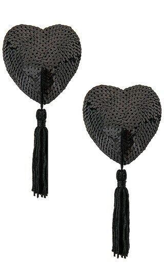 Black Sequin Hearts With Black Tassels in Black | Revolve Clothing (Global)