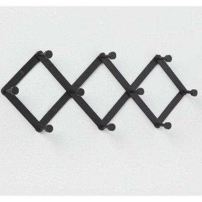 Accordian 10 Hooks Rail Matte Black - Brightroom™: Wall Mounted Aluminum Hat & Coat Rack, Powder-Coated Finish | Target