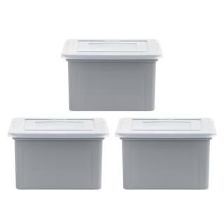 8.5-Gal. Snap Tight Plastic File Organizer Storage Box, Gray with Clear Lid 3 Pack | The Home Depot