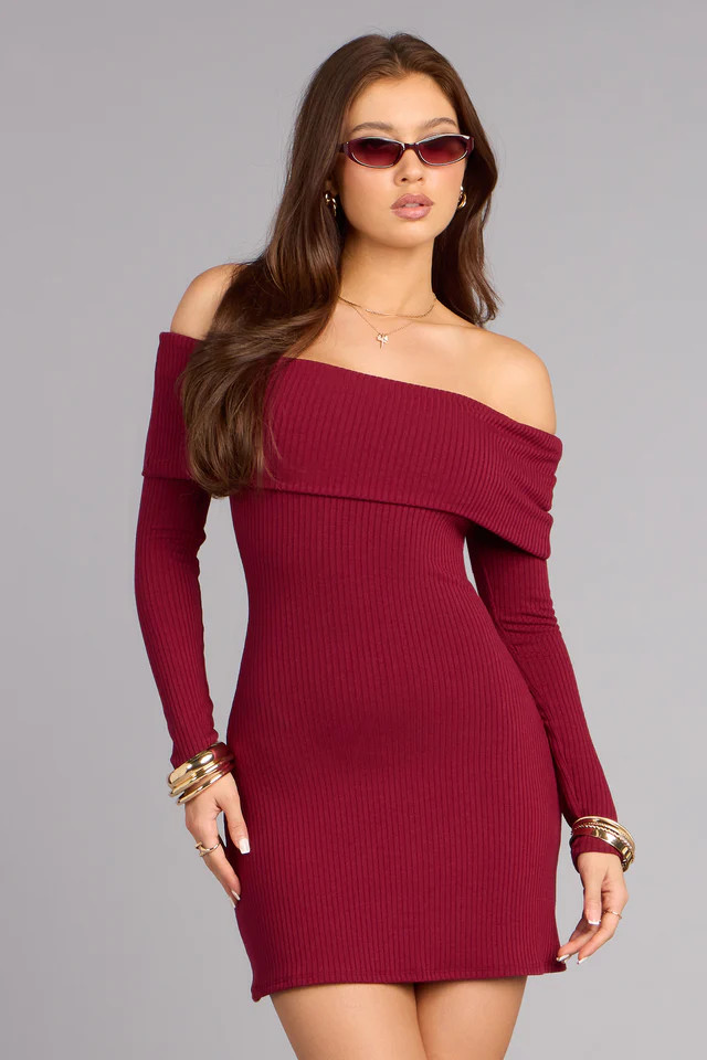 Soft Spoken Confidence Rib Knit Mini Dress | Windsor Stores