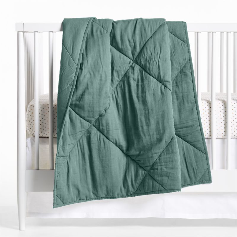 Supersoft Cool Pine Cotton Gauze Baby Crib Quilt + Reviews | Crate & Kids | Crate & Barrel
