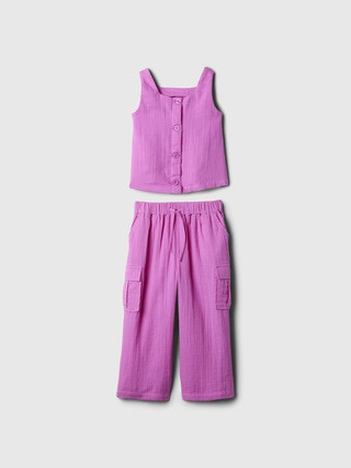 babyGap Crinkle Gauze Cargo Outfit Set | Gap (US)