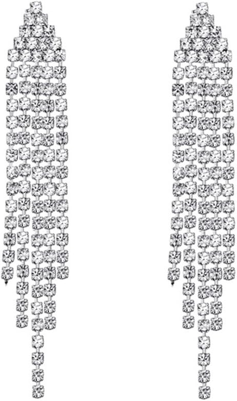 SELOVO Chandelier Tassel Dangle Linear Drop Earrings Party Jewelry Clear Austrian Crystal | Amazon (US)