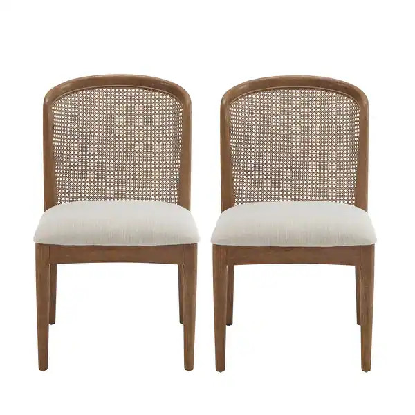Christopher Knight Home Whim Dining Chairs with Cane Back (Set of 2) - Beige+Walnut | Bed Bath & Beyond