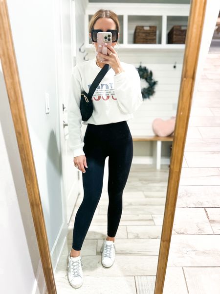Casual outfit. Mom outfit. Travel outfit. Sassy Queen graphic sweatshirt (small, code LISAMARIE). Lululemon Wunder unders (older, linking my other favorite pair). Lululemon Sherpa belt bag. Gucci sunglasses. Golden Goose superstar sneakers. 

#LTKFind #LTKtravel #LTKshoecrush