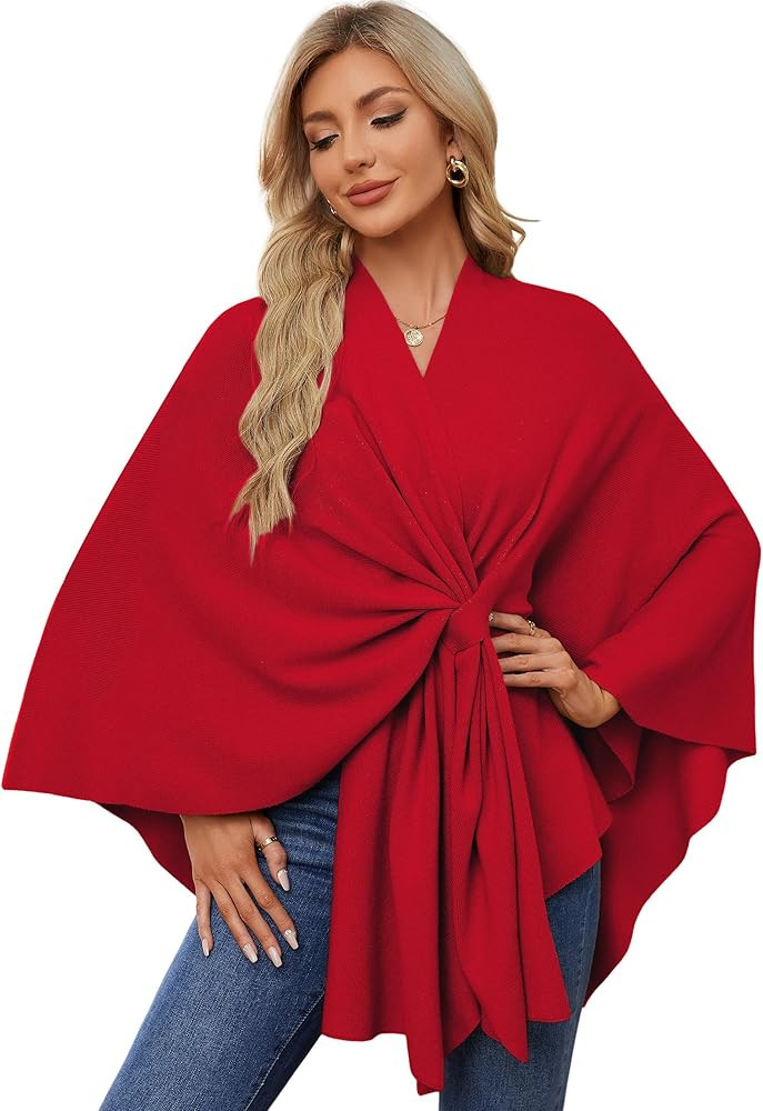 PULI Women's Elegant Shawl Wraps Soft Open Front Poncho Sweater for Spring Fall Winter | Amazon (US)