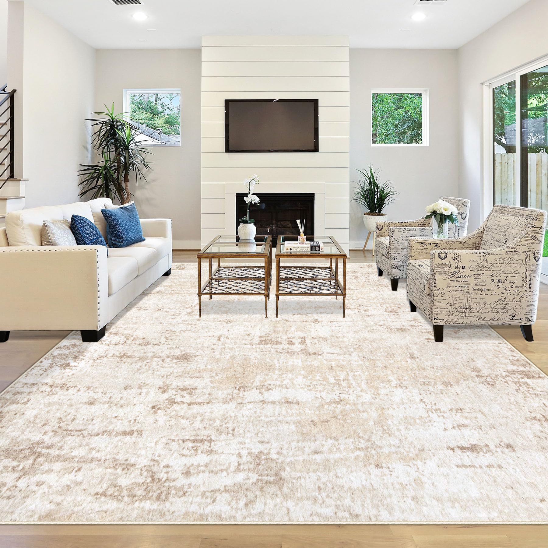 Area Rug Washable Rug 8x10: Large Modern Abstract Living Room Rug Anti-Slip Backing Stain Resista... | Amazon (US)