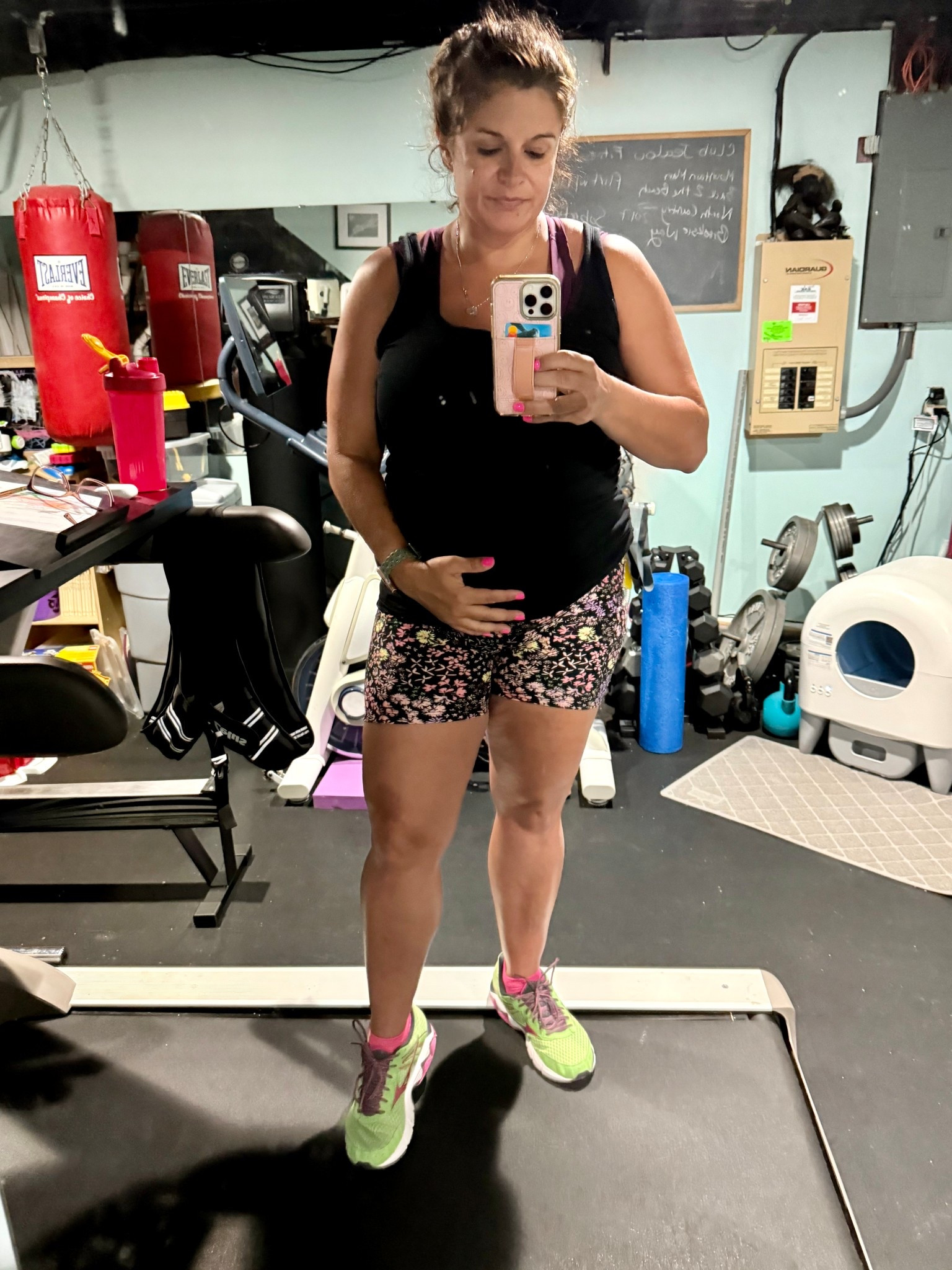 So perhaps not the most flattering pic 🤪 but I still have to tell you about these great bike shorts I snagged on Walmart yesterday. Grabbed on the whim because the print reminded me of another pair I had from a different 🍋 brand. Super soft, moderate compression, and stretchy enough for this growing bump.  Anyone else’s home workout space look like this? I swear it was much neater pre-kids and pre 🐱 

Wearing the size L/XL  


#walmartpartner #walmartfashion 

#LTKFindsUnder50 #LTKActive #LTKBump