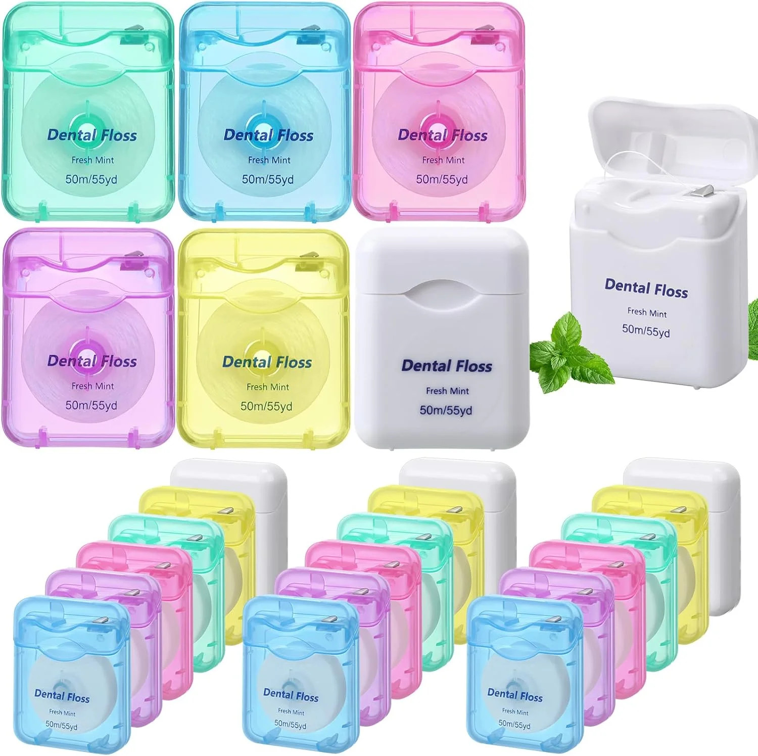 24 Pack Dental Floss Bulk Travel Mint Flavored 50m Each Travel Dental Floss Waxed for Teeth Oral ... | Walmart (US)