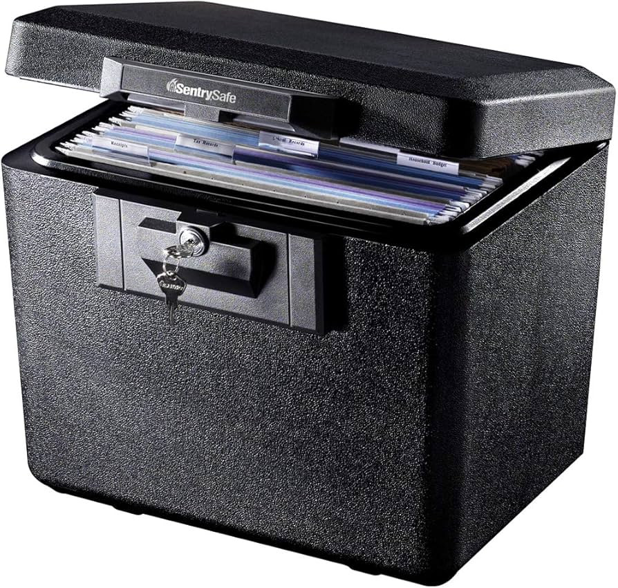SentrySafe Black Fireproof Document Box with Key Lock, Safe Secures Files and Documents for Home ... | Amazon (US)