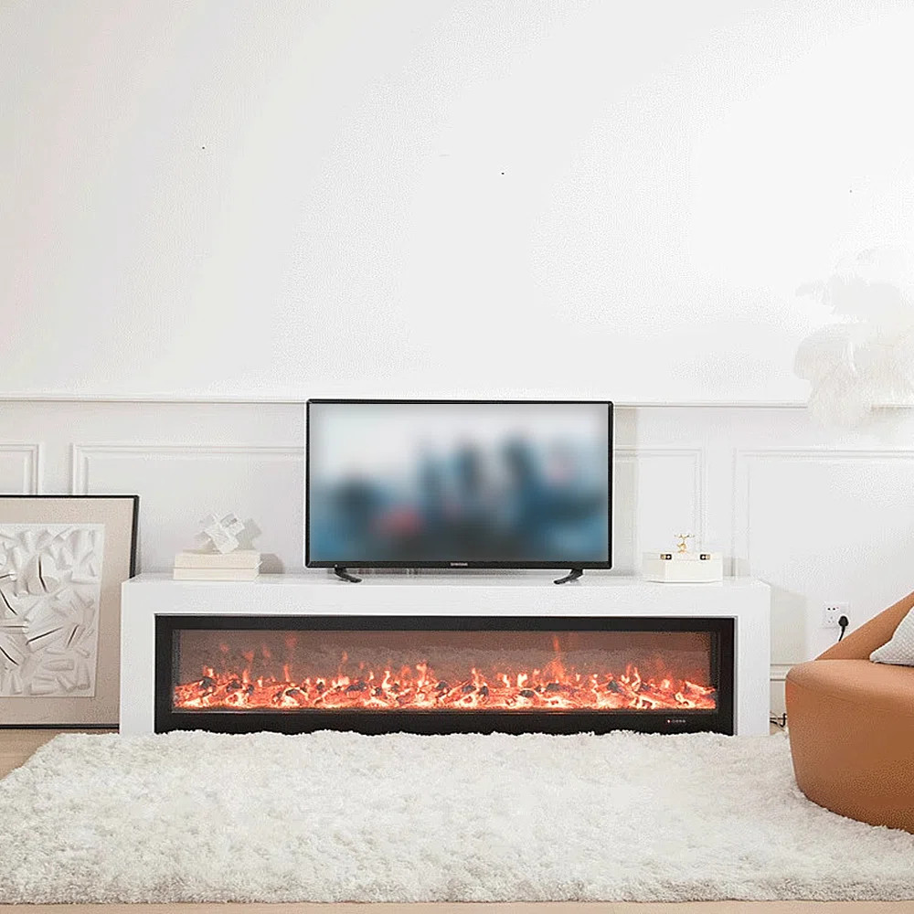 Rock Slab Fireplace Simulated Flame TV Stand | Wayfair North America