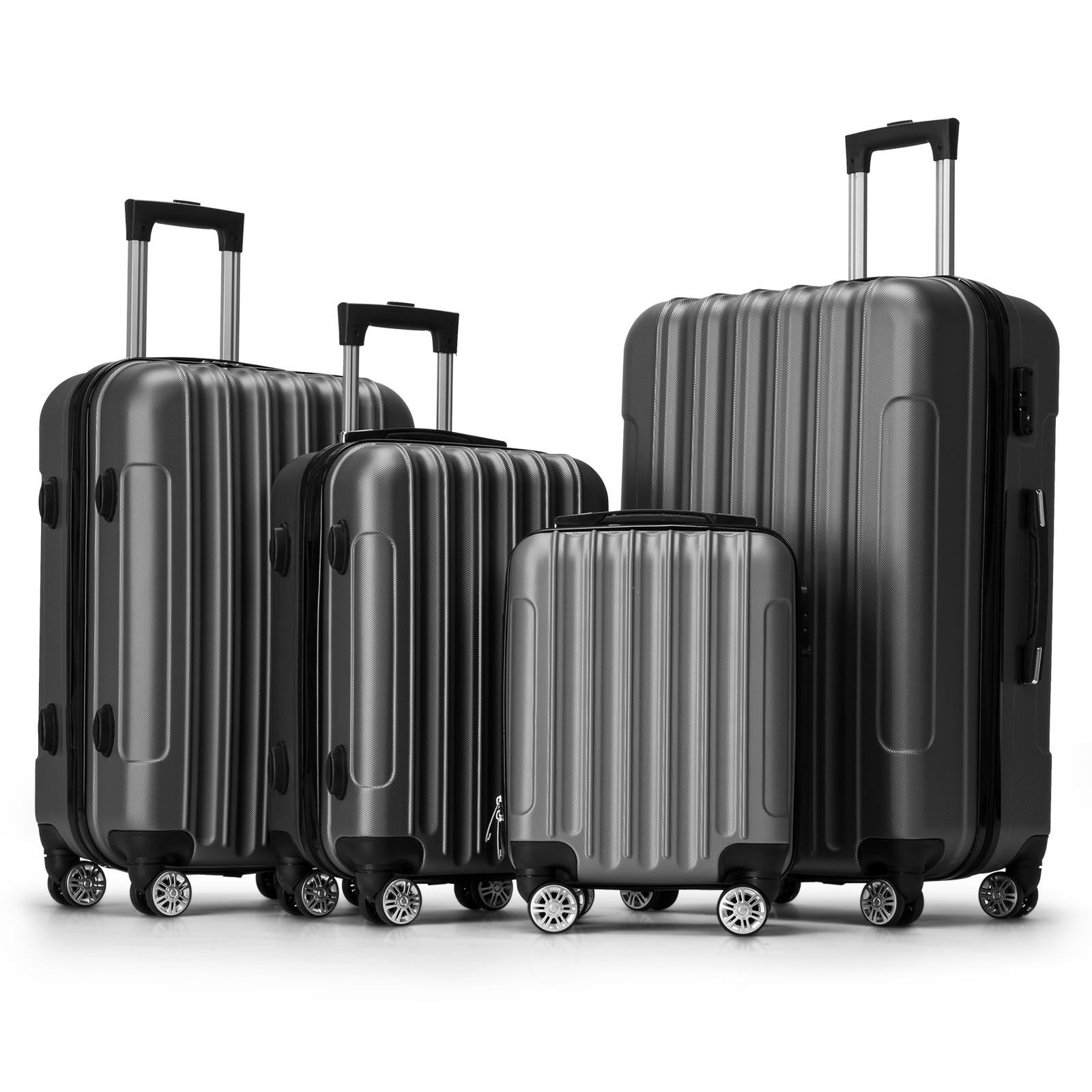 Zimtown 4 Piece Luggage Set, ABS Hard Shell Suitcase Luggage Sets Double Wheels with TSA Lock, Da... | Walmart (US)