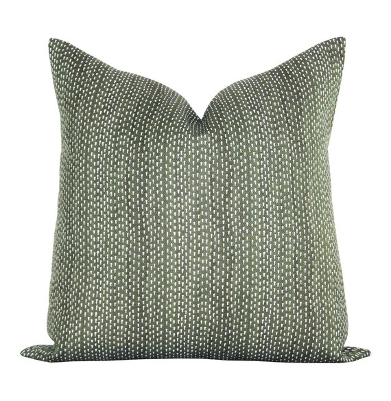 Pillow cover, Kantha Willow, on BOTH sides, green dots, Spark Modern pillow | Etsy (US)