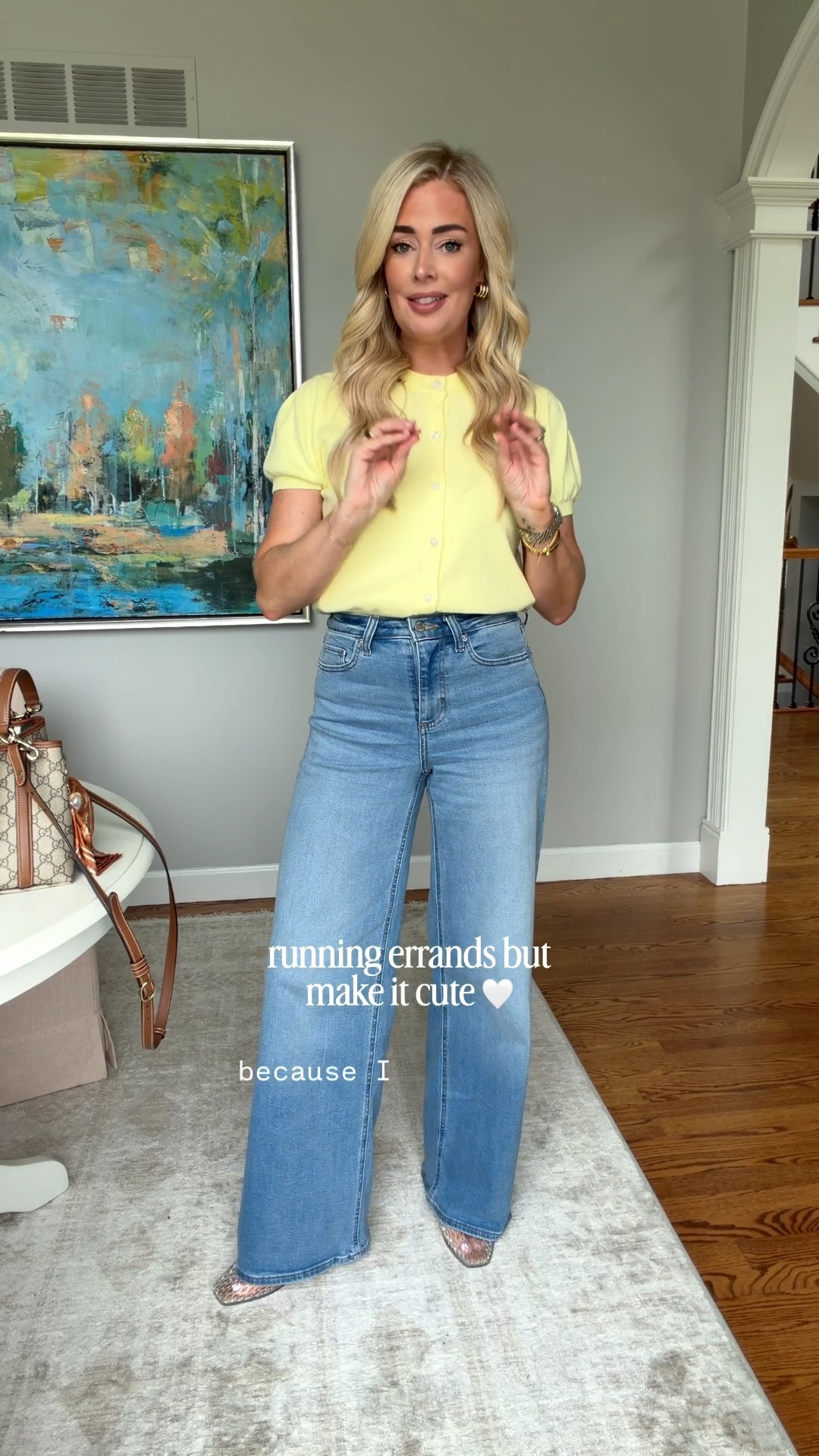 Wearing a small in the cardigan & 6 in the jeans - both fit true to size - I’m 5’6 for reference 

Casual outfit, spring outfit, spring outfits 2026, Jeans, wide leg jeans, summer outfits, spring sweater, yellow cardigan, Target jeans, Amazon sweater 

#LTKOver40 #LTKSeasonal #LTKootd