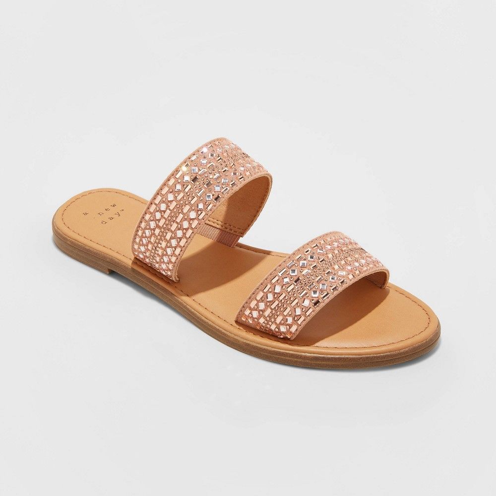 Women's Kersha Embellished Slide Sandals - A New Day Rose Gold 5, Women's | Target