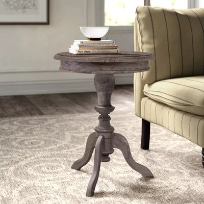 Corsair Solid Wood Pedestal End Table Kelly Clarkson Home Color: Brown Wash | Wayfair North America