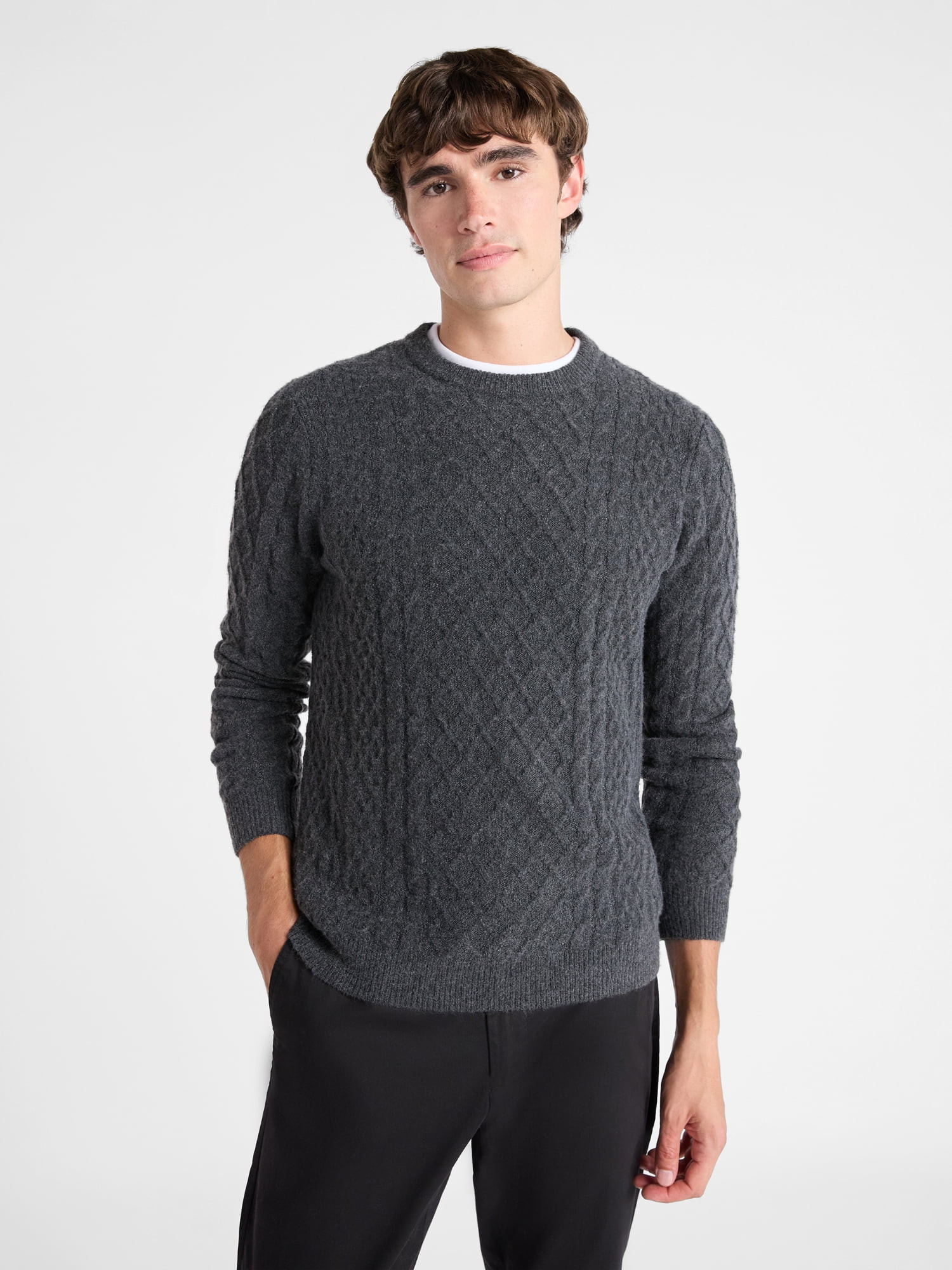 Free Assembly Mixed Cable Knit Pullover Sweater, Sizes XS-3XL - Walmart.com | Walmart (US)