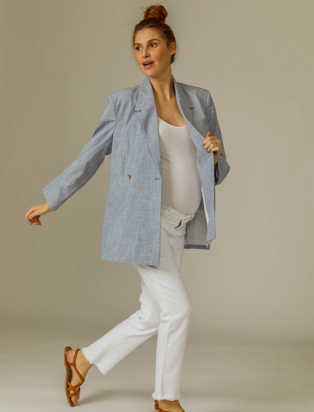 Steve Madden Oversized Maternity Linen Blazer | A Pea In The Pod