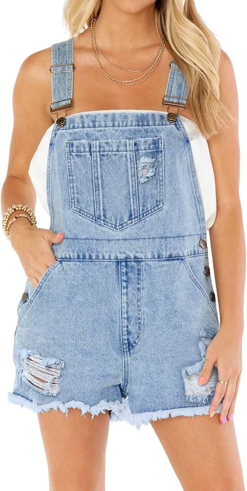 Cicy Bell Women's Cute Denim Overalls Shorts Vintage Revolt Distressed Jean Bib Shortalls with Po... | Amazon (US)