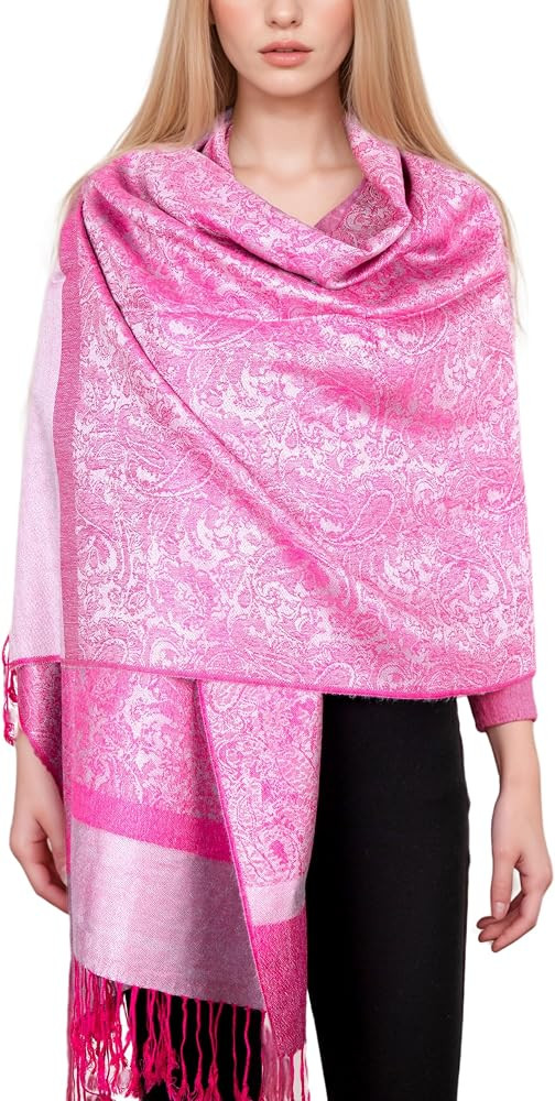 Achillea Two-Tone Vintage Paisley Pashmina Scarf – Soft Lightweight Wrap & Shawl for Dresses, W... | Amazon (US)