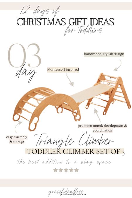 Perfect gift idea for little kids! Toddler gift idea - triangle climber set! Perfect play gym for little ones and makes for a great addition to a playroom. Easy to assemble & store! 

Promotes mobility and muscle development! 

#LTKkids #LTKHoliday #LTKGiftGuide