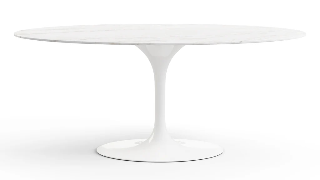 Tulip Style Table - Oval Tulip Style Dining Table, Calacatta Marble, Width 67in | Interior Icons
