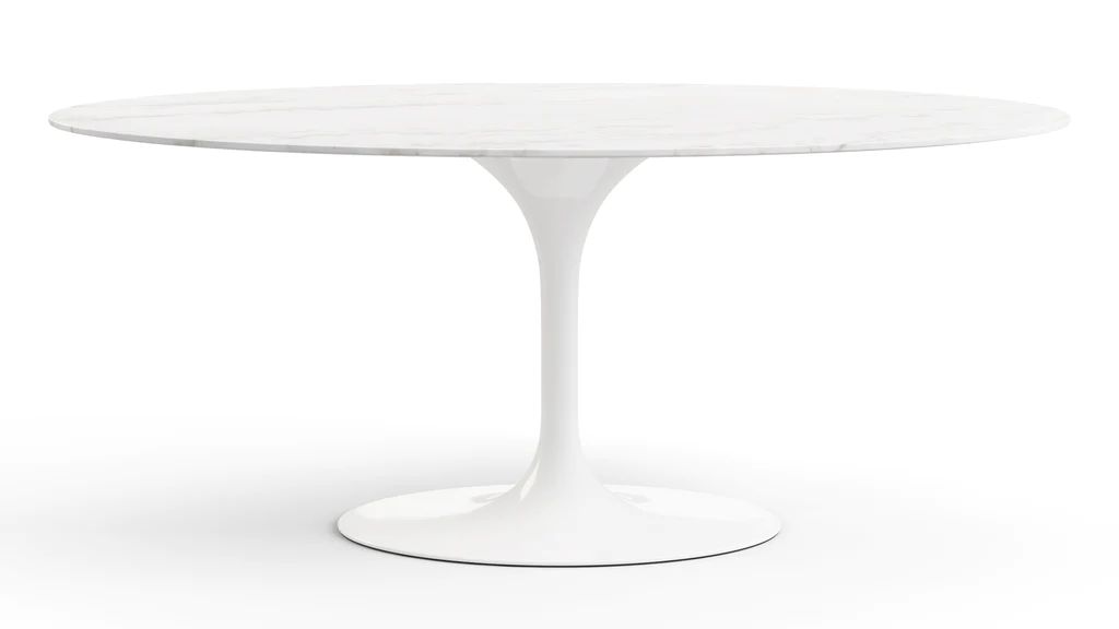 Tulip Style Table - Oval Tulip Style Dining Table, Calacatta Marble, Width 67in | Interior Icons