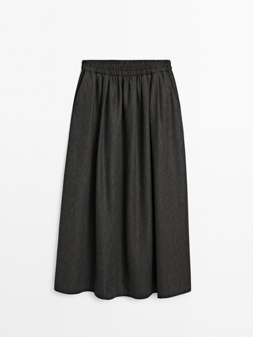 Midi skirt with elastic waistband | Massimo Dutti UK