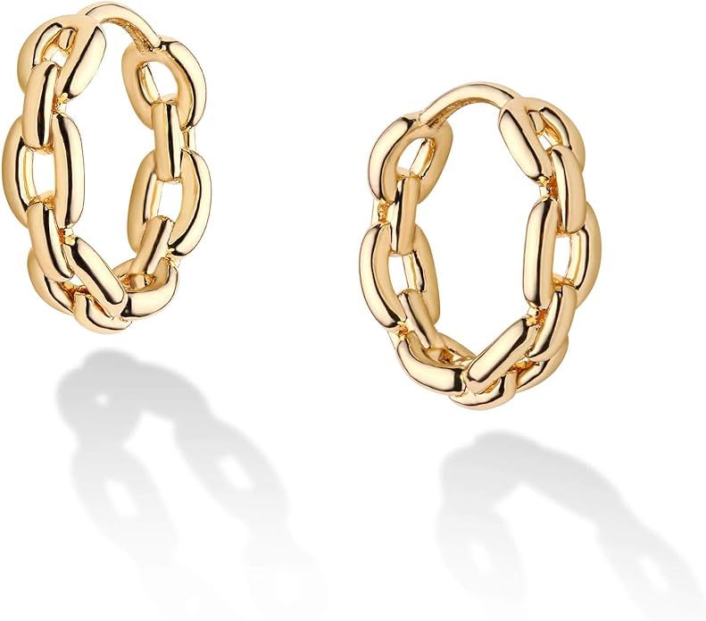 VACRONA Cubic Zirconia Huggie Earrings 14k Gold Plated Tiny Earrings Small Huggie Hoop Earrings S... | Amazon (US)