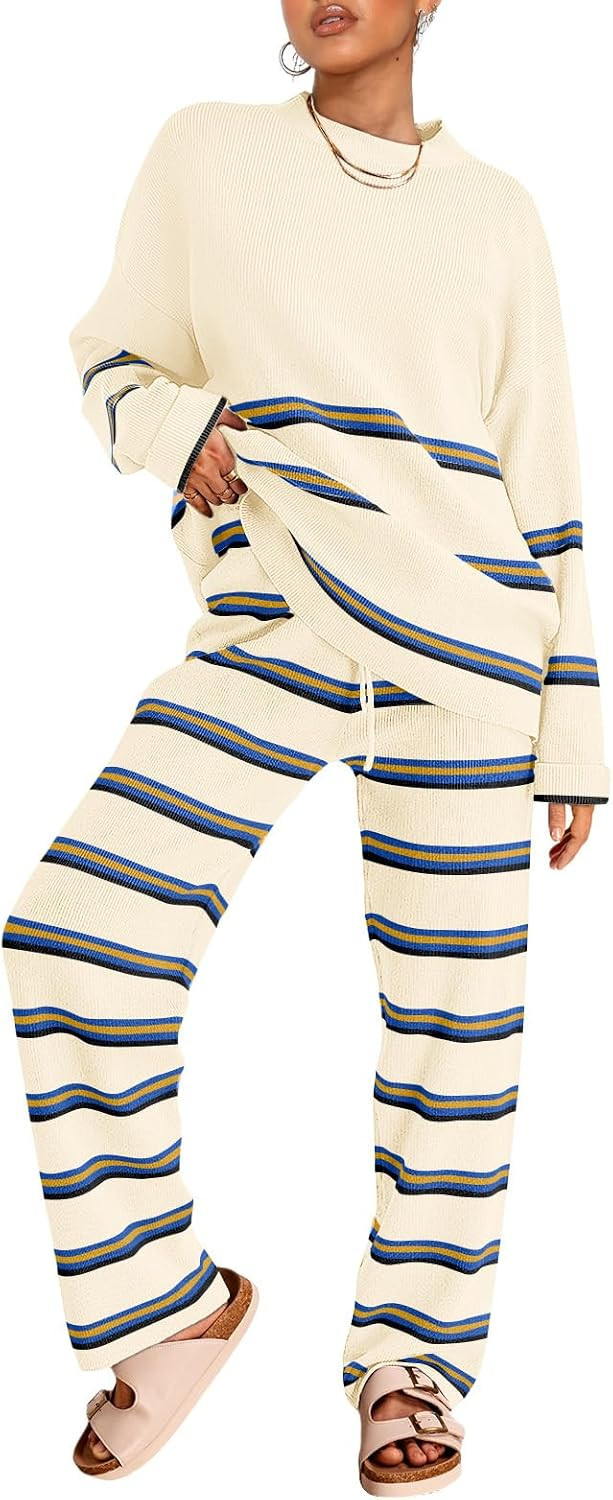 LILLUSORY 2 Piece Striped Sweater Lounge Sets for Women 2026 Fall Outfits | Amazon (US)