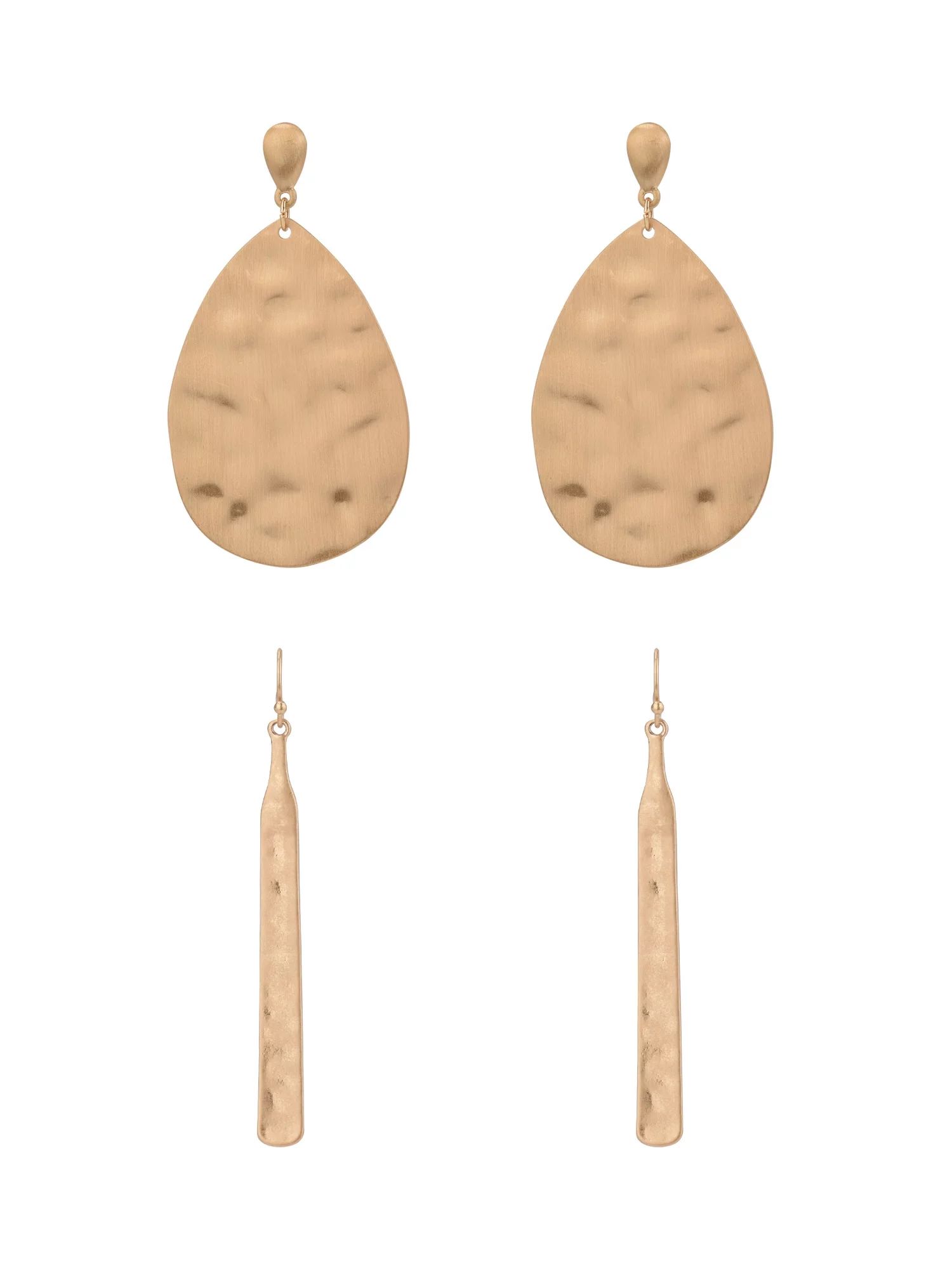 The Pioneer Woman Hammered Gold Duo Drop Earrings | Walmart (US)